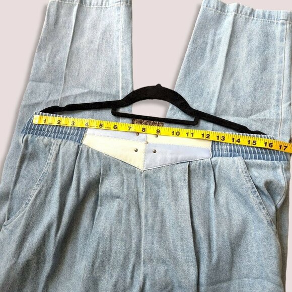 Vintage saint germain paris sz Small pants Womens Jeans Leather Patch Trousers‎ - Picture 8 of 11